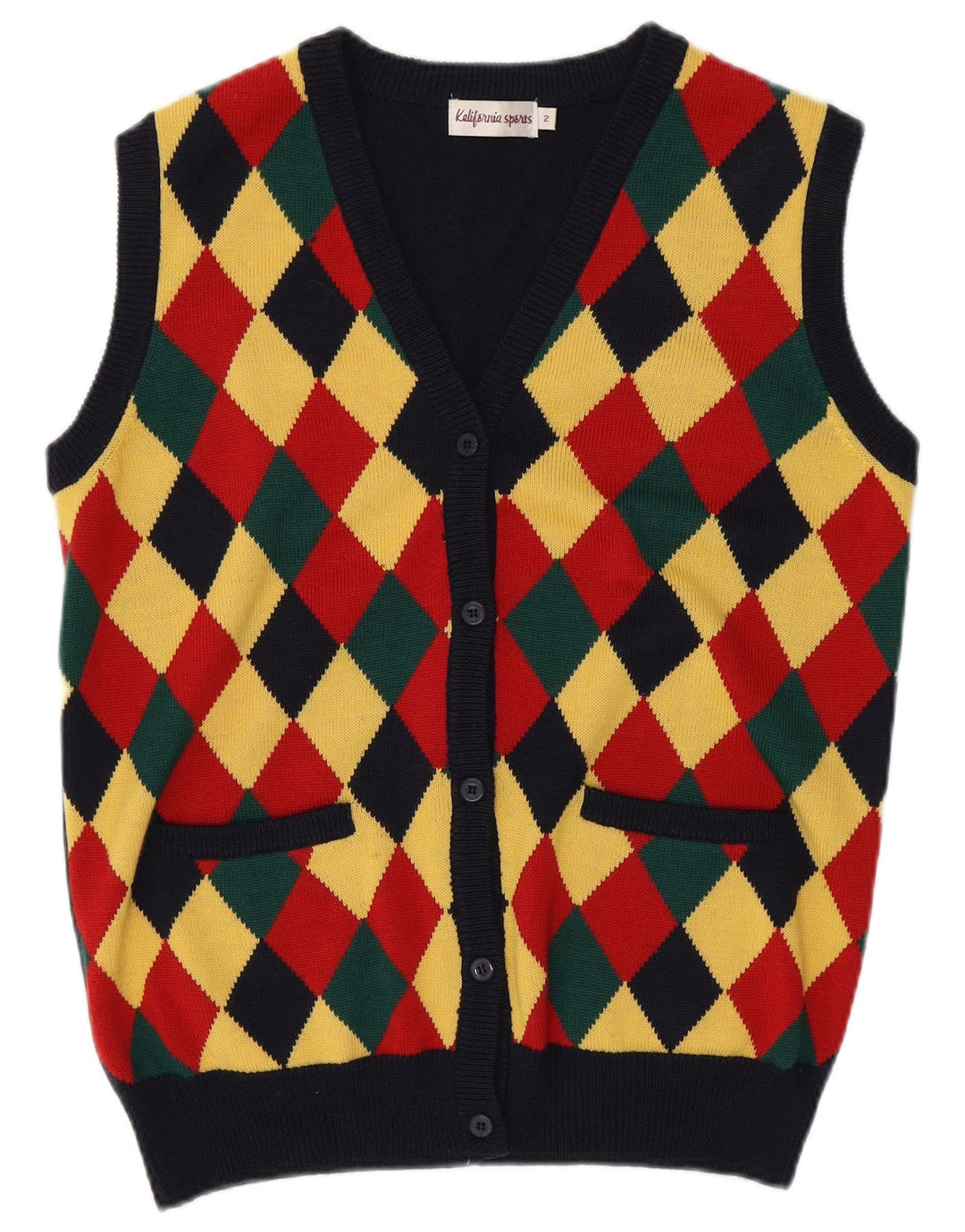 Vintage Womens Oversized Cardigan Sweater US 2 XS Multicoloured