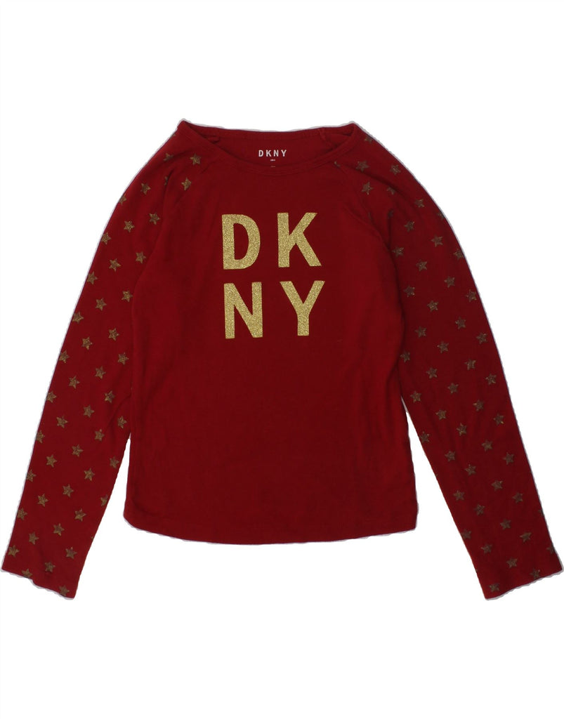 DKNY Girls Graphic Top Long Sleeve 5-6 Years Red Cotton | Vintage Dkny | Thrift | Second-Hand Dkny | Used Clothing | Messina Hembry 