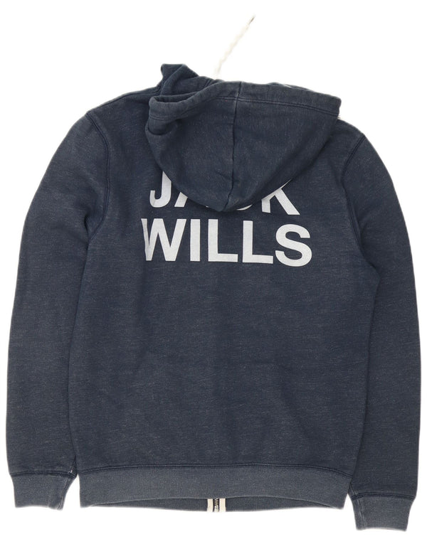 Jack Wills Mens Graphic Zip Hoodie Sweater Medium Navy Blue Cotton