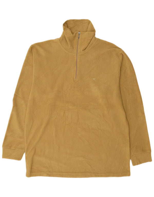 Diadora Mens Zip Neck Fleece Jumper Medium Yellow