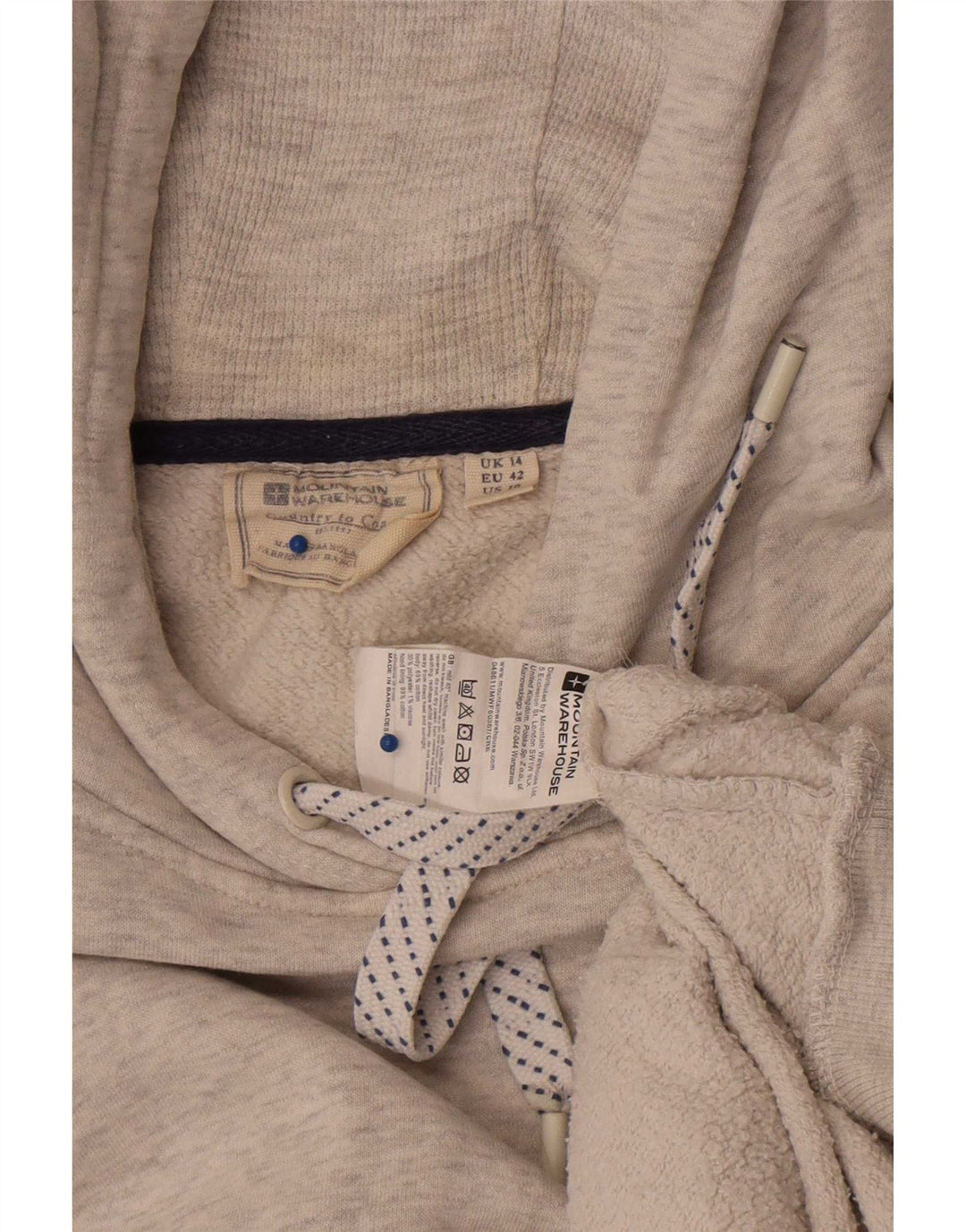 Mountain Warehouse Womens Hoodie Jumper UK 14 Medium Grey Cotton