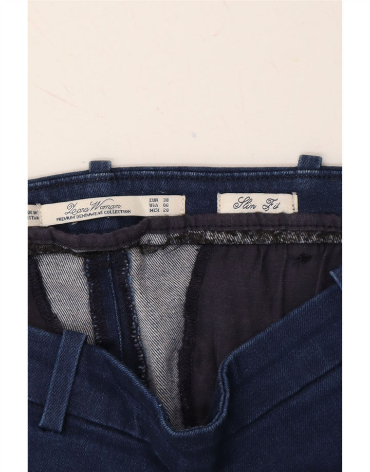 ZARA Womens Crop Slim Jeans EU 38 Small W28 L26 Navy Blue Vintage Zara and Second-Hand Zara from Messina Hembry 