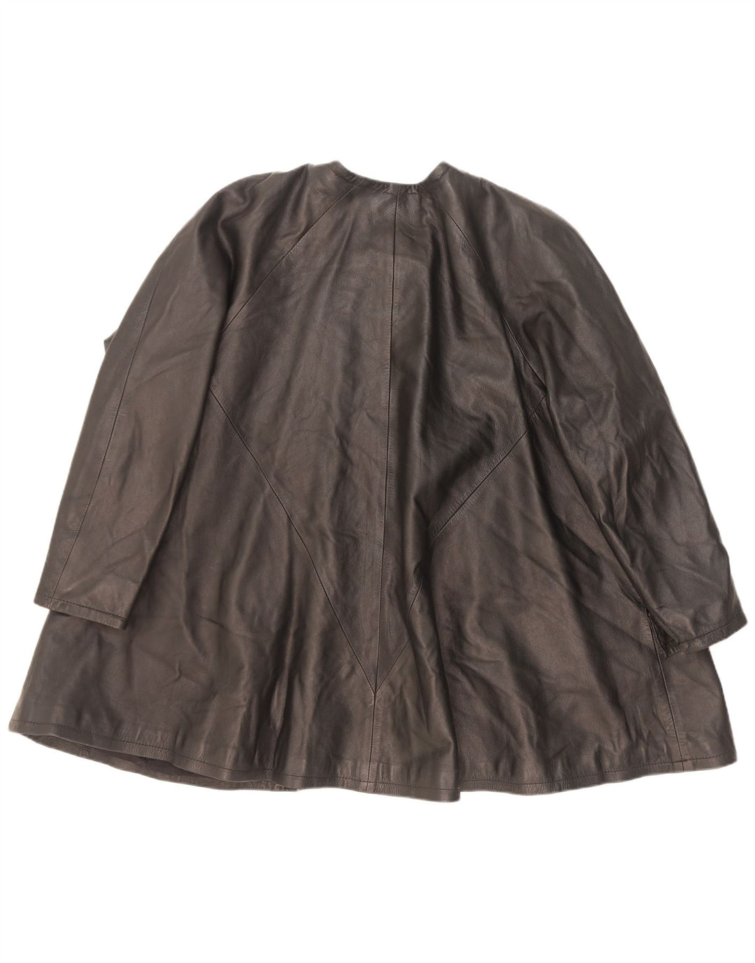 Vintage Womens Oversized Leather Coat EU 38 Medium Black