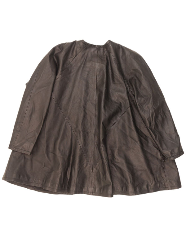 Vintage Womens Oversized Leather Coat EU 38 Medium Black