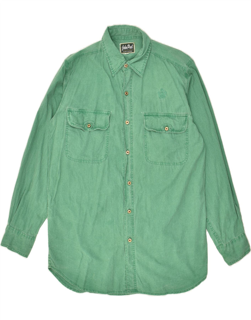 JOHN PEEL Mens Shirt Small Green Cotton | Vintage John Peel | Thrift | Second-Hand John Peel | Used Clothing | Messina Hembry 