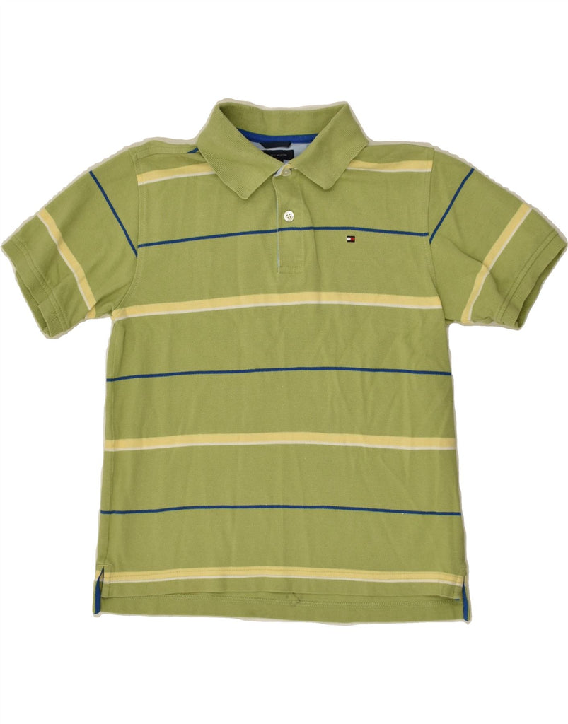 TOMMY HILFIGER Boys Polo Shirt 8-9 Years Small  Green Striped Cotton | Vintage Tommy Hilfiger | Thrift | Second-Hand Tommy Hilfiger | Used Clothing | Messina Hembry 