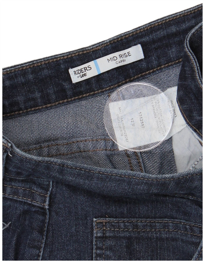 LEE Womens Riders Mid Rise Capri Jeans US 12 Large W32 L19 Navy Blue