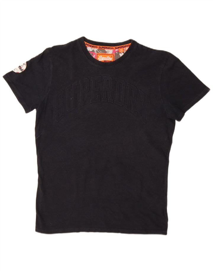 SUPERDRY Mens Graphic T-Shirt Top Medium Navy Blue Cotton