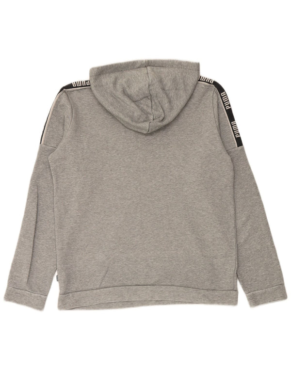 PUMA Boys Graphic Hoodie Jumper 15-16 Years Grey Cotton