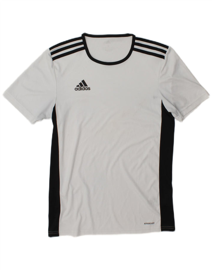Adidas Mens Aeroready Graphic T-Shirt Top Small White Colourblock Polyester