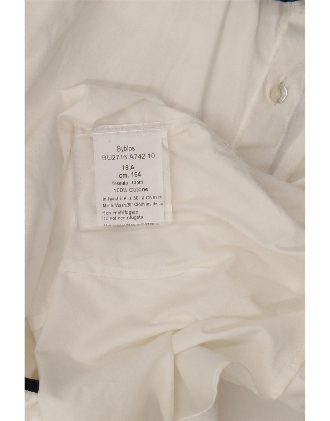 Byblos Boys Shirt 15-16 Years White Cotton