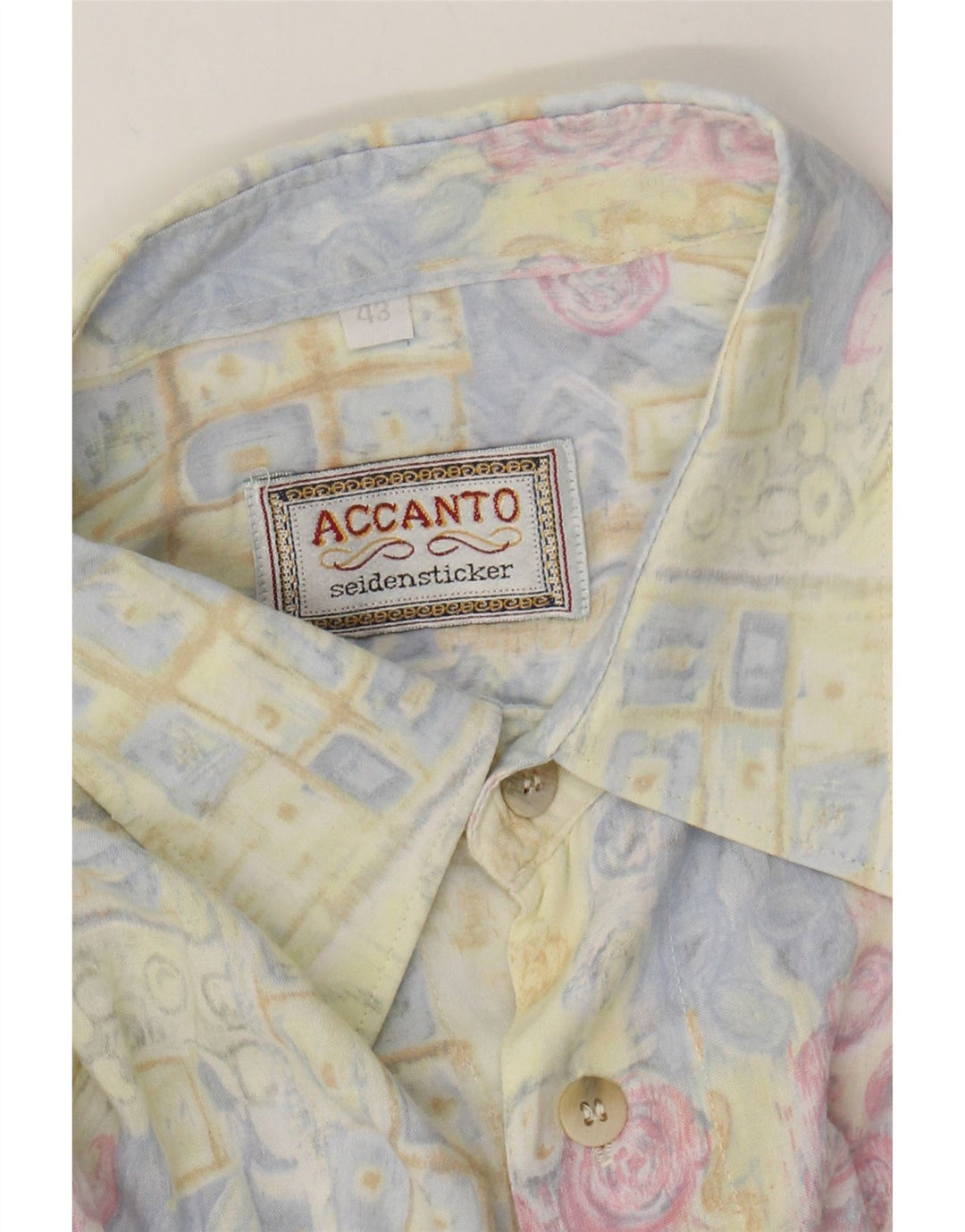 ACCANTO Mens Short Sleeve Shirt Size 43 Large Multicoloured Geometric Vintage Accanto and Second-Hand Accanto from Messina Hembry 