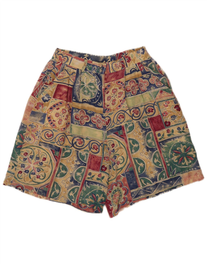 Vintage Womens Pegged Chino Shorts W28 Medium Multicoloured Patchwork Silk