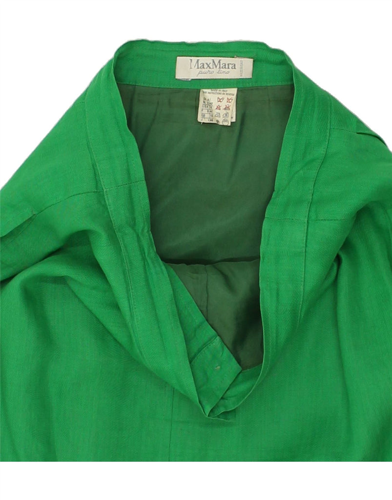 MAX MARA Womens Short Sleeve 2 Piece Skirt Set UK 16 Large W28 Green Linen | Vintage Max Mara | Thrift | Second-Hand Max Mara | Used Clothing | Messina Hembry 