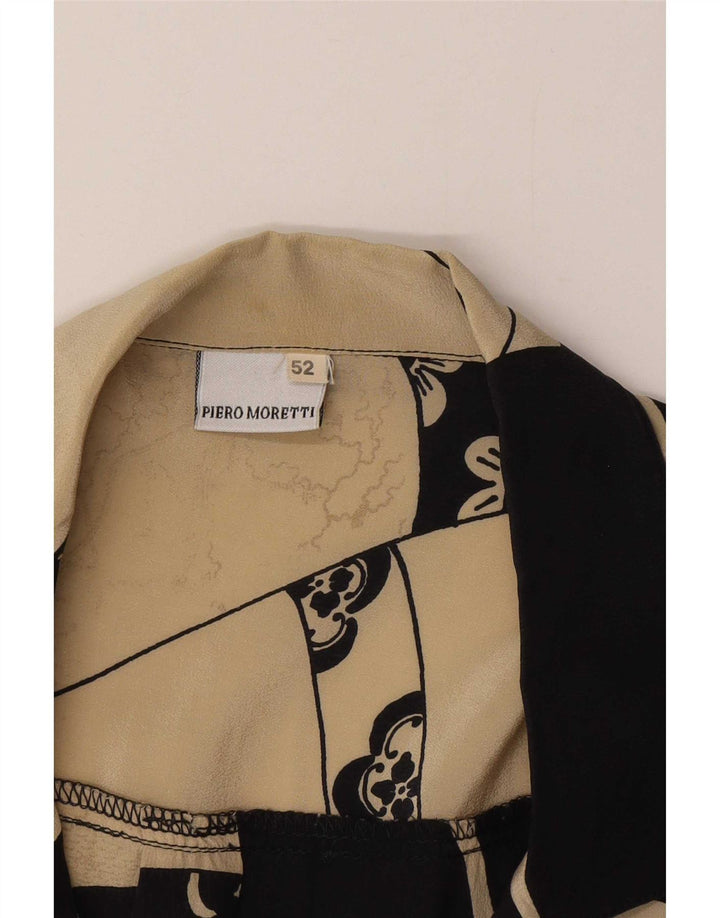 Vintage Womens Short Sleeve Shirt IT 52 2XL Beige Patchwork
