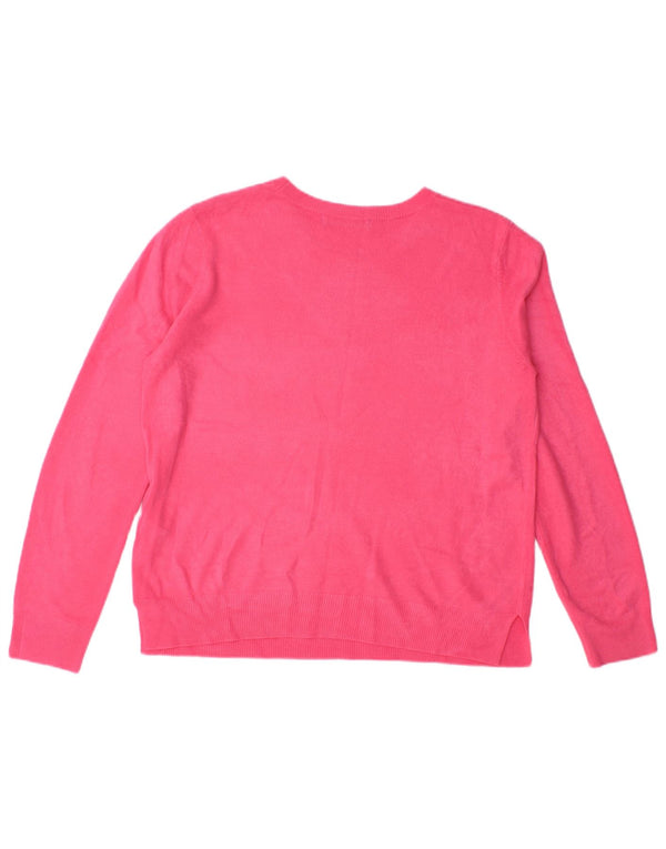 Marks & Spencer Womens Crew Neck Jumper Sweater UK 14 Large Pink Acrylic