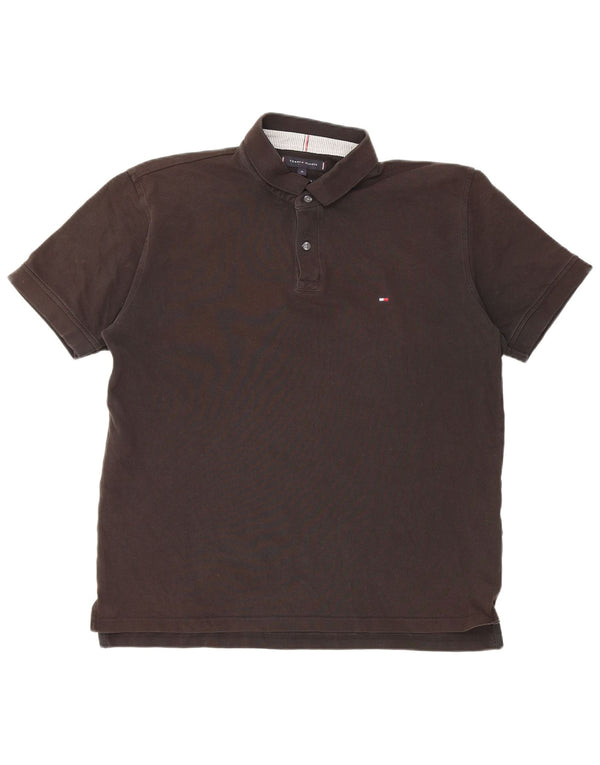 Tommy Hilfiger Mens Regular Fit Polo Shirt XL Black Cotton