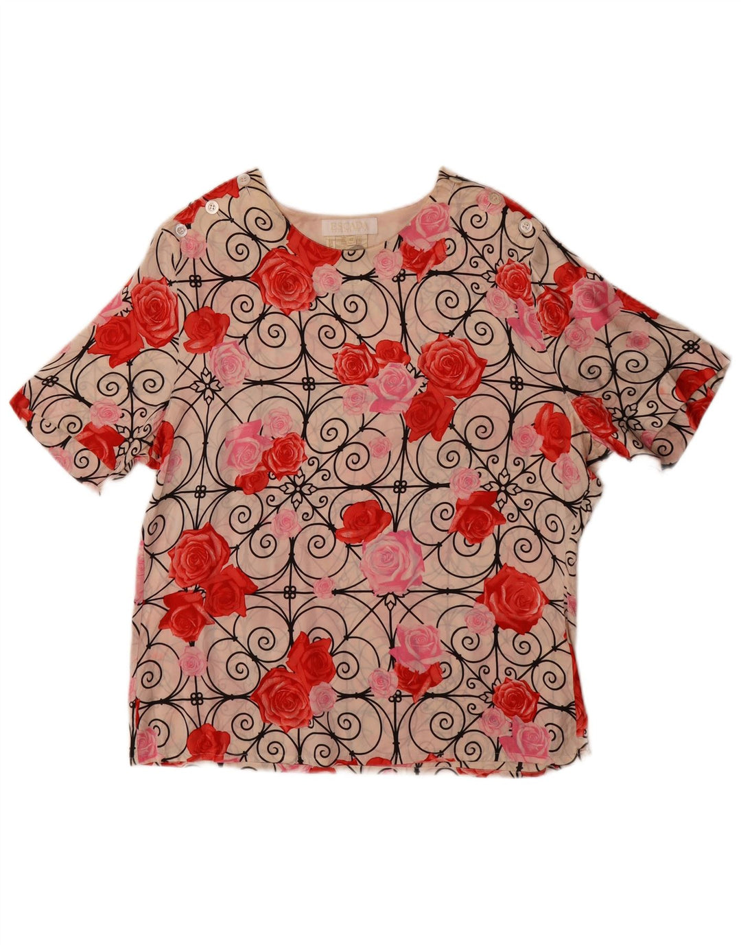 Escada Womens Blouse Top EU 42 Large Multicoloured Floral Silk