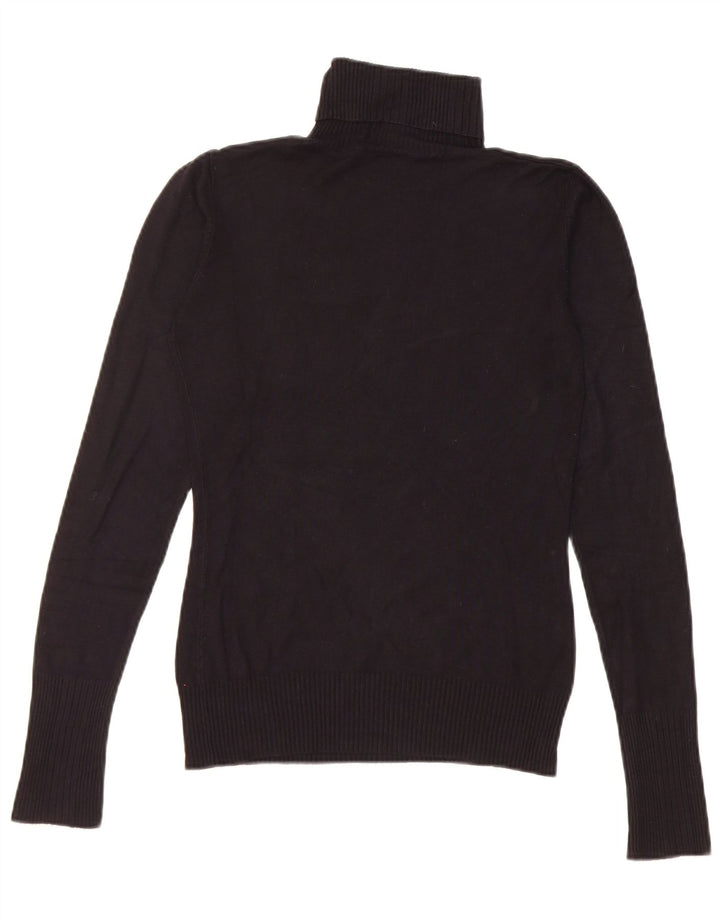 Guess Womens Graphic Roll Neck Jumper Sweater UK 8 Small Black