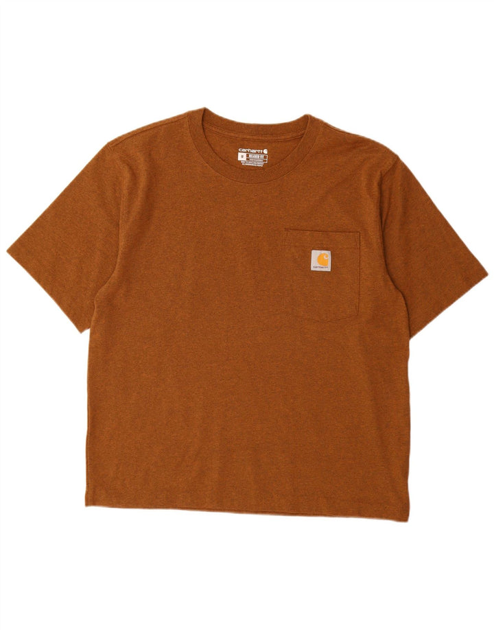 CARHARTT Mens Relaxed Fit T-Shirt Top Medium Brown Flecked Cotton