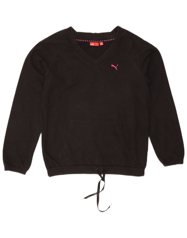 Puma Womens Oversized Sweatshirt Jumper UK 10 Small Black Cotton