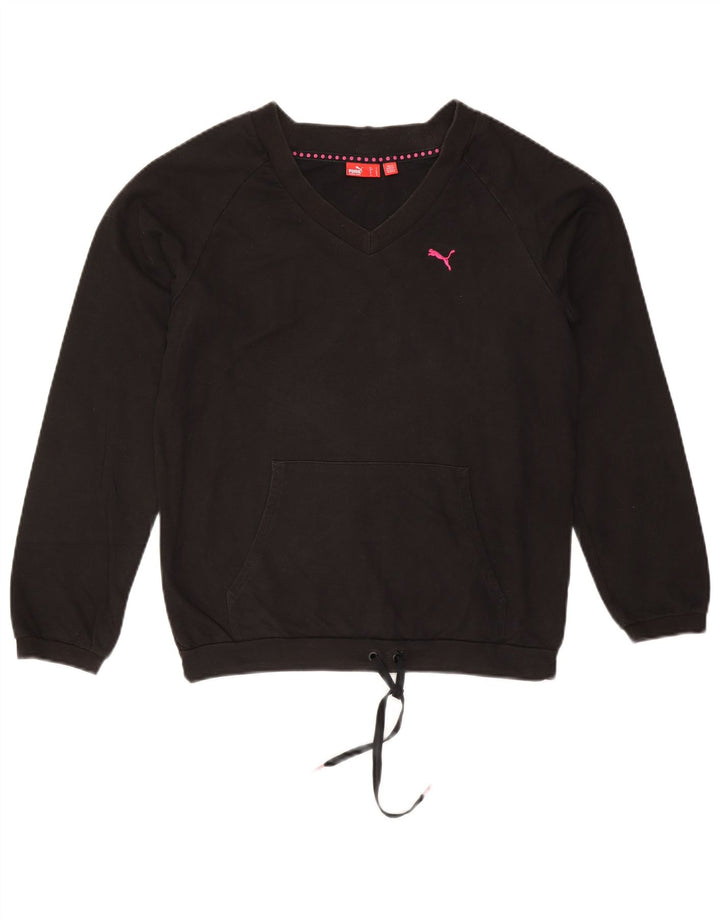 Puma Womens Oversized Sweatshirt Jumper UK 10 Small Black Cotton