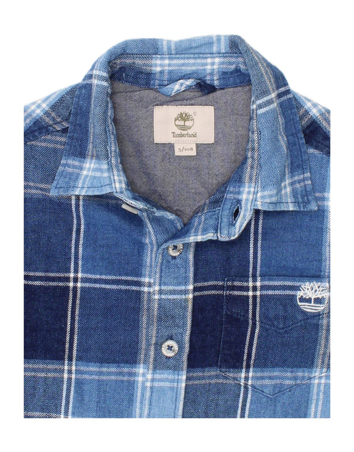 TIMBERLAND Boys Flannel Shirt 4-5 Years Navy Blue Check Cotton Vintage Timberland and Second-Hand Timberland from Messina Hembry 