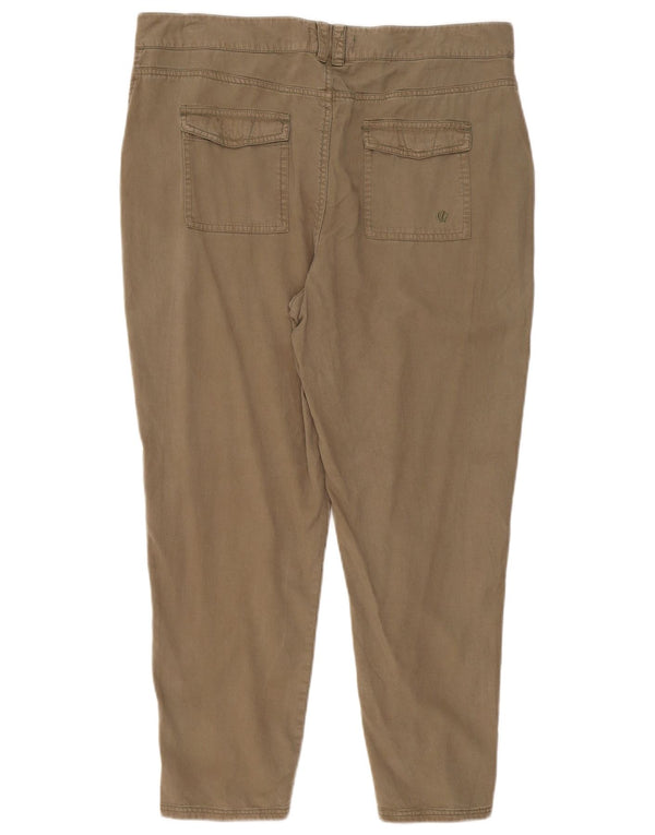 Fat Face Womens High Waist Cropped Trousers UK 16 Large W36 L26 Khaki
