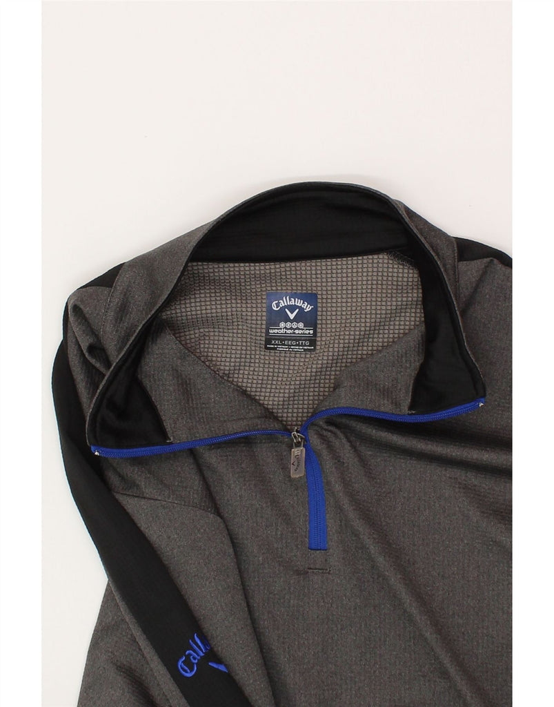 CALLAWAY Mens Zip Neck Pullover Tracksuit Top 2XL Grey Colourblock Vintage Callaway and Second-Hand Callaway from Messina Hembry 