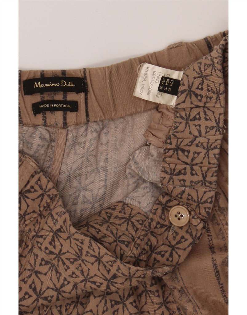 MASSIMO DUTTI Womens Cropped Trousers EU 42 Large W32 L26 Brown Geometric Vintage Massimo Dutti and Second-Hand Massimo Dutti from Messina Hembry 