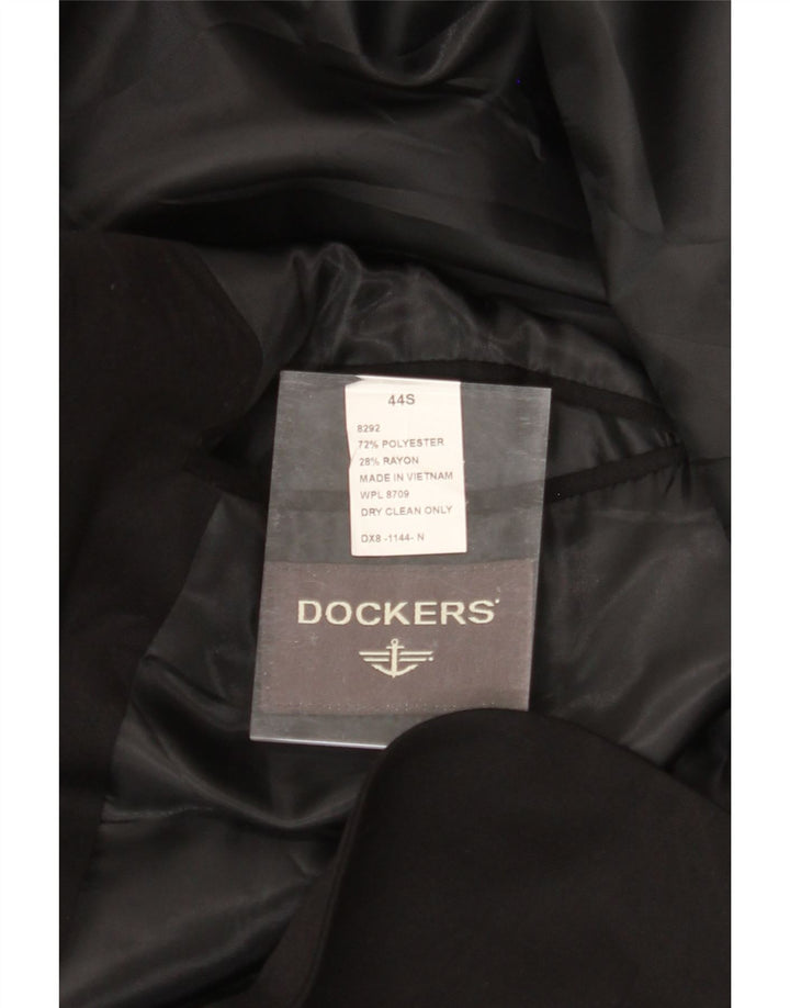 DOCKERS Mens 2 Button Blazer Jacket UK 44 2XL Black Polyester Vintage Dockers and Second-Hand Dockers from Messina Hembry 