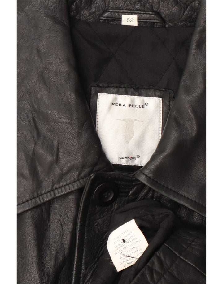 Conbipel Mens Leather Coat IT 52 Large Black