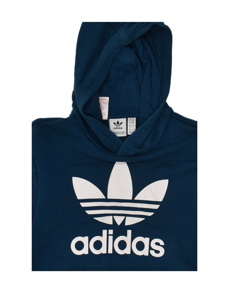 ADIDAS Boys Graphic Hoodie Jumper 11-12 Years Medium  Navy Blue Cotton | Vintage Adidas | Thrift | Second-Hand Adidas | Used Clothing | Messina Hembry 