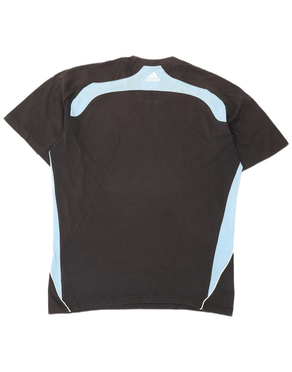 Adidas Mens T-Shirt Top UK 42/44 Large Black Colourblock Cotton