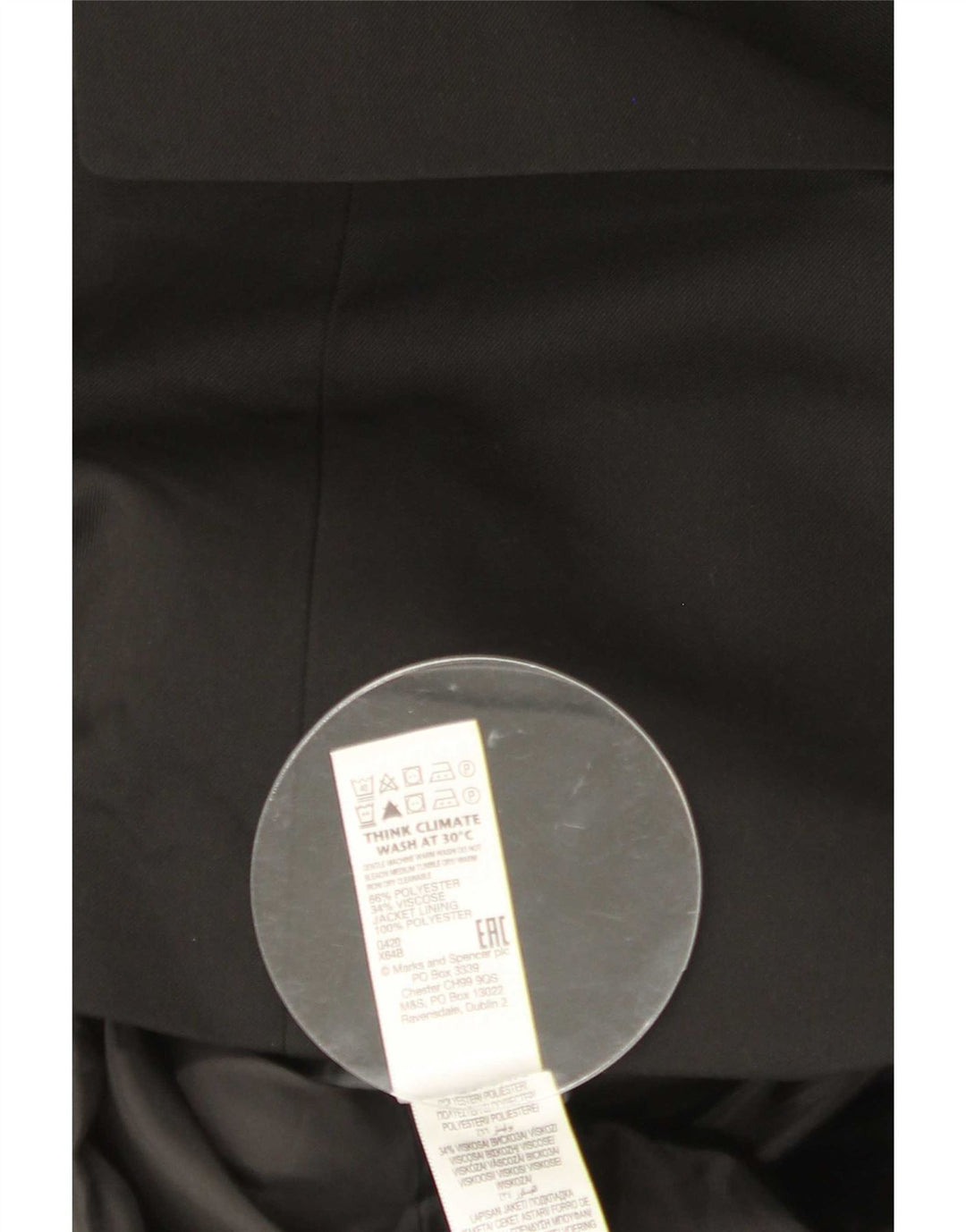 Marks & Spencer Mens Short Slim Fit Blazer Jacket UK 36 Small Black