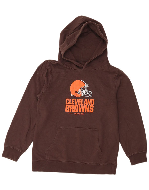 NFL Womens Cleveland Browns Graphic Hoodie Jumper UK 16 Large Brown Cotton