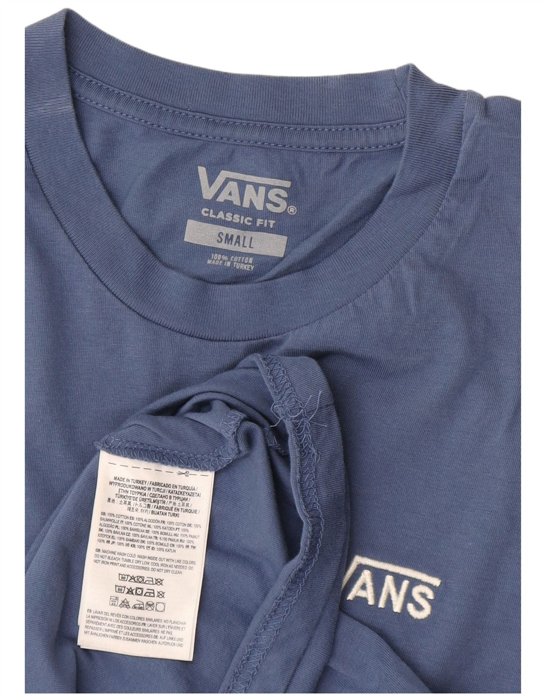 Vans Mens Classic Fit T-Shirt Top Small Blue Cotton