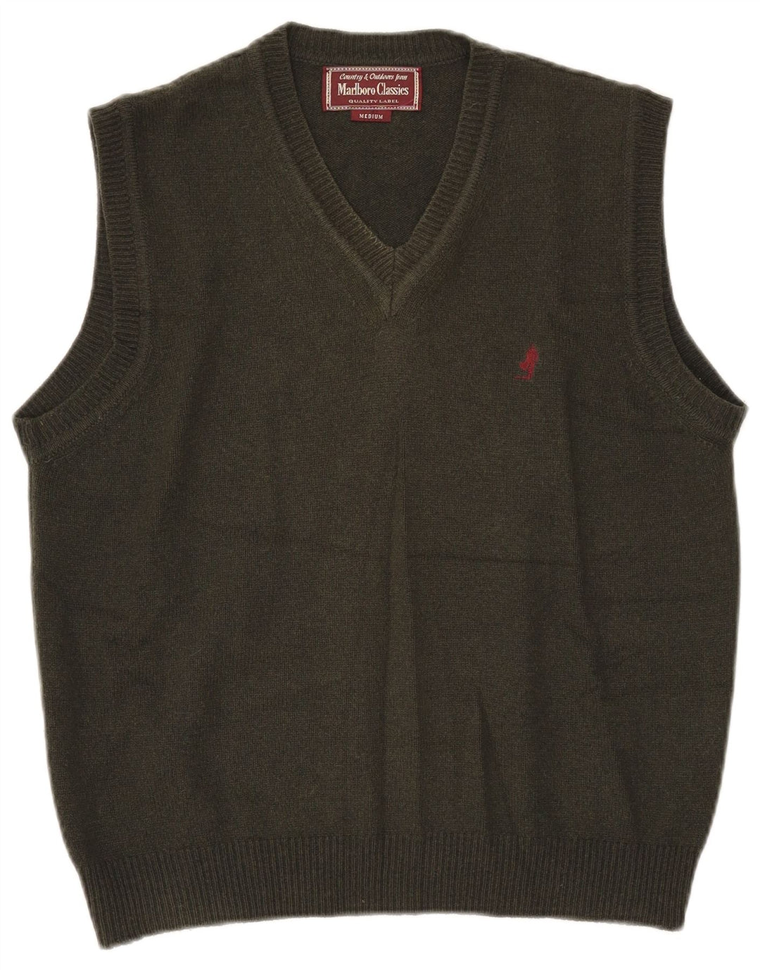 Marlboro Classics Mens Vest Tank Top Medium Khaki Wool