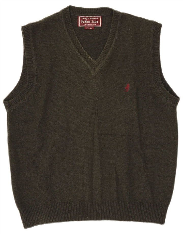 Marlboro Classics Mens Vest Tank Top Medium Khaki Wool