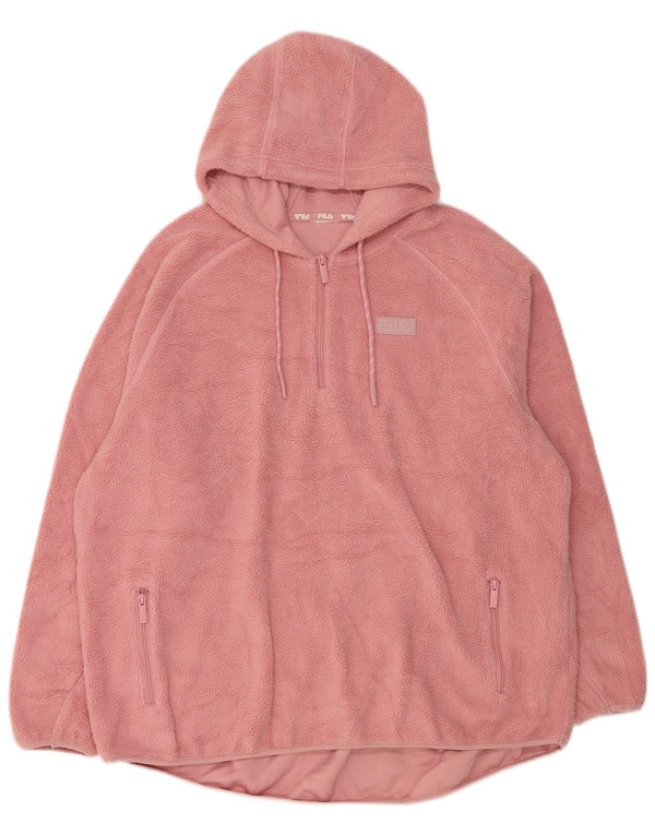 Fila Womens Zip Neck Fleece Jumper UK 22 3XL Pink Polyester