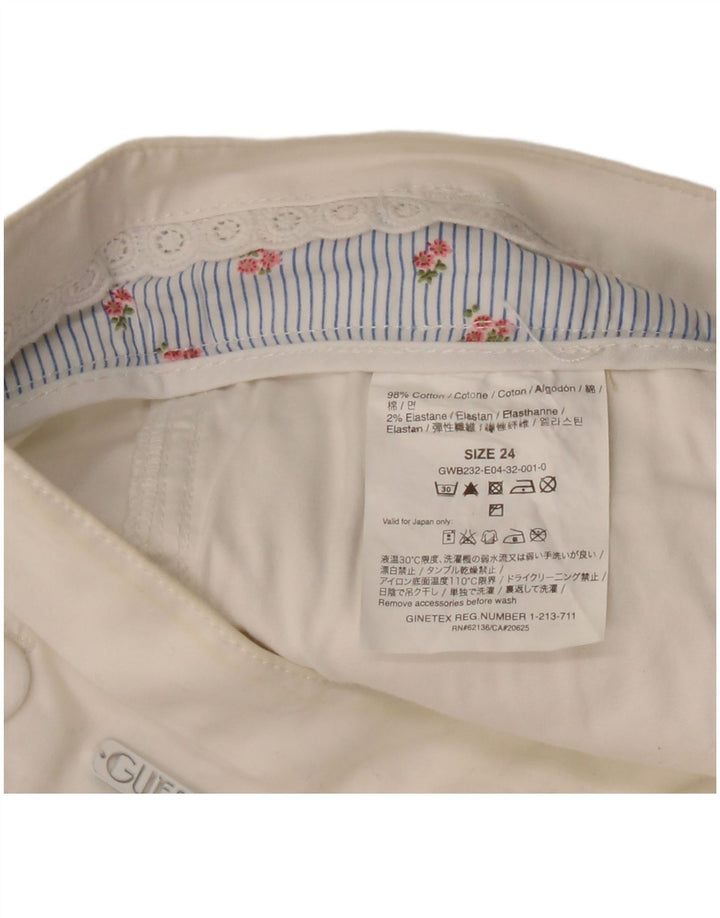 Guess Womens Capri Trousers W24 L18 White Cotton
