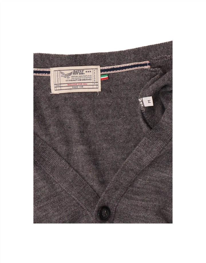 RIFLE Mens Cardigan Sweater Medium Grey