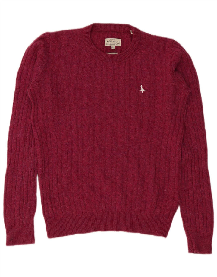 Jack Wills Womens Crew Neck Jumper Sweater UK 12 Medium Burgundy