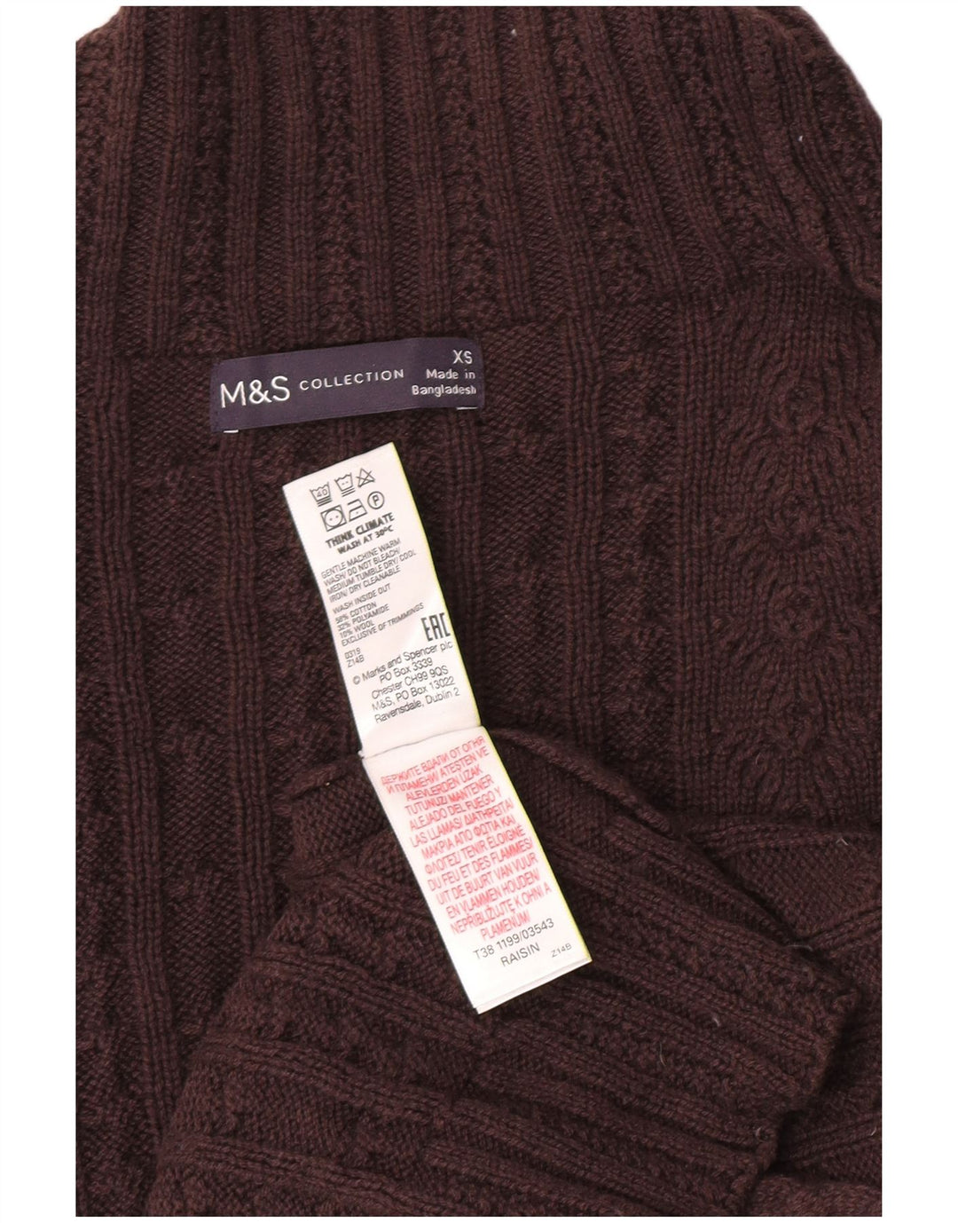 Marks & Spencer Womens Oversized Turtle Neck Jumper Sweater UK 6 XS Brown