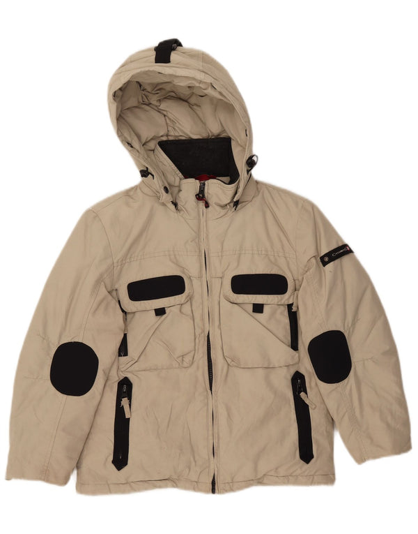 Canadiens Boys Graphic Hooded Padded Jacket 5-6 Years Beige Colourblock