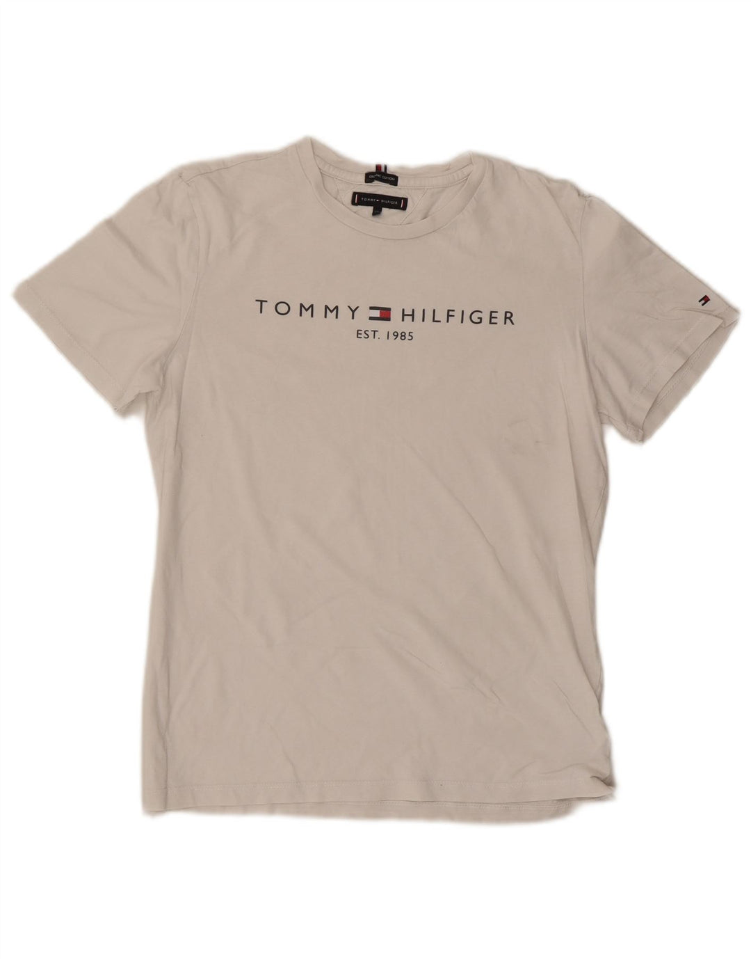 TOMMY HILFIGER Boys Graphic T-Shirt Top 15-16 Years White Cotton Vintage Tommy Hilfiger and Second-Hand Tommy Hilfiger from Messina Hembry 