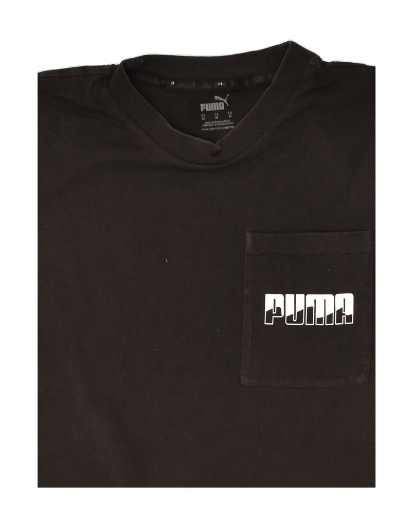 PUMA Mens T-Shirt Top Medium Black Cotton | Vintage Puma | Thrift | Second-Hand Puma | Used Clothing | Messina Hembry 