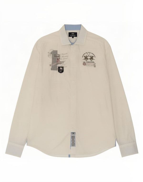 La Martina Mens Graphic Shirt Large White