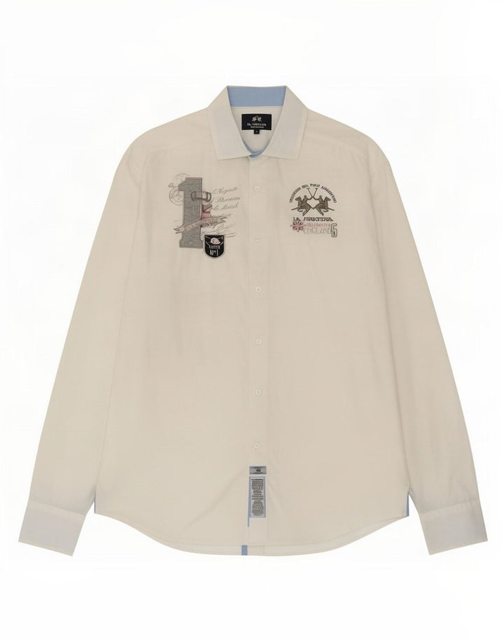 La Martina Mens Graphic Shirt Large White