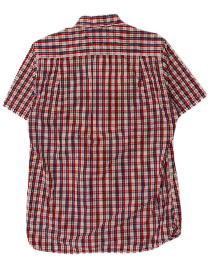 Tommy Hilfiger Mens Short Sleeve Shirt Small Red Check Cotton